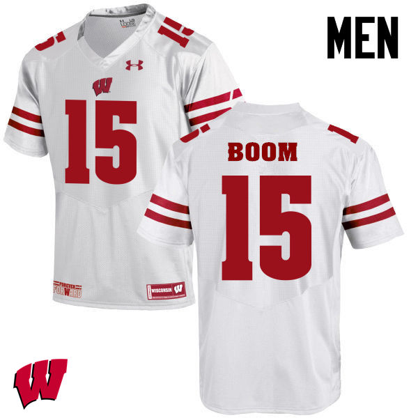Men Winsconsin Badgers #15 Danny Vanden Boom College Football Jerseys-White - Click Image to Close